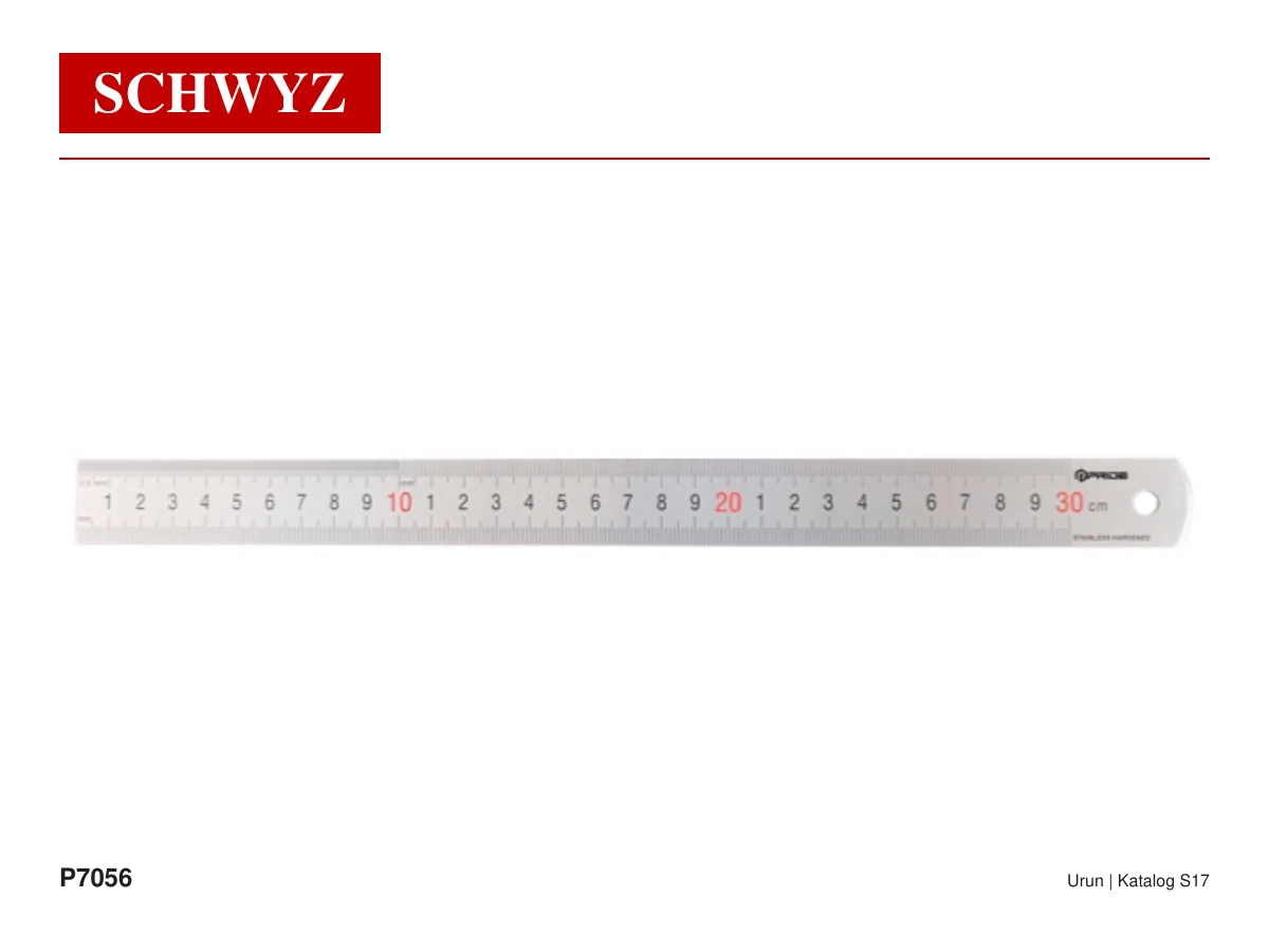 SCHWYZ P7056-2500 Düz Mastar, Merkez Gönyesi, Çelik ve Katlanır Cetvel