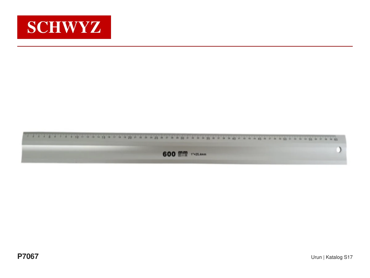 SCHWYZ P7067-300 Düz Mastar, Merkez Gönyesi, Çelik ve Katlanır Cetvel