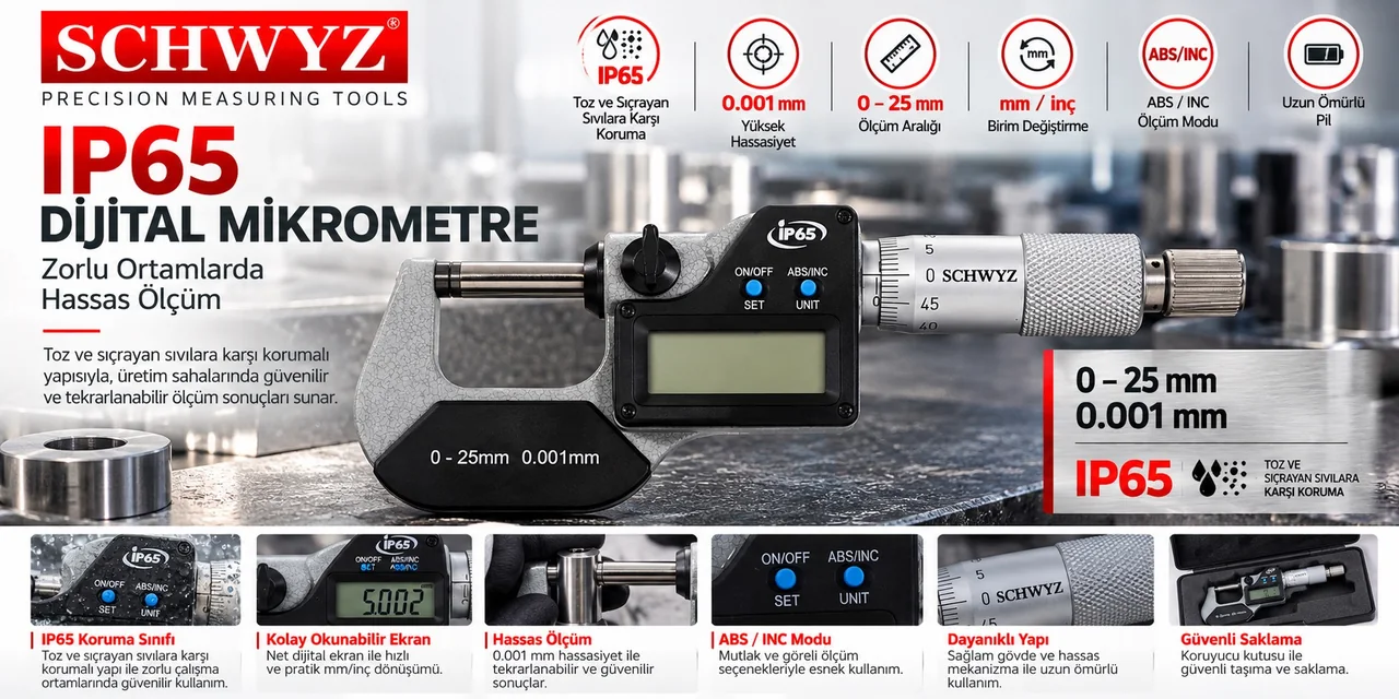 SCHWYZ IP65 dijital mikrometre