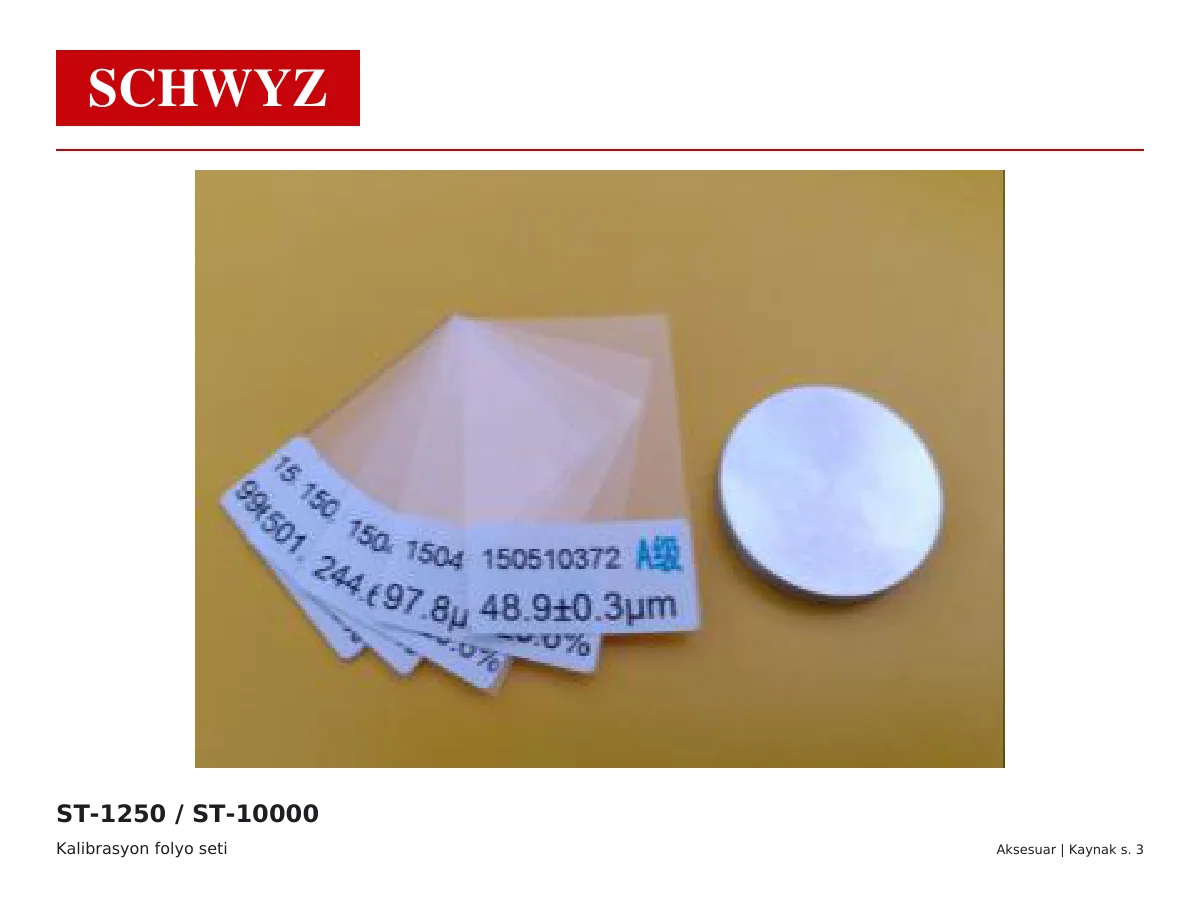 SCHWYZ ST-1250 Kaplama kalınlığı kalibrasyon folyo seti