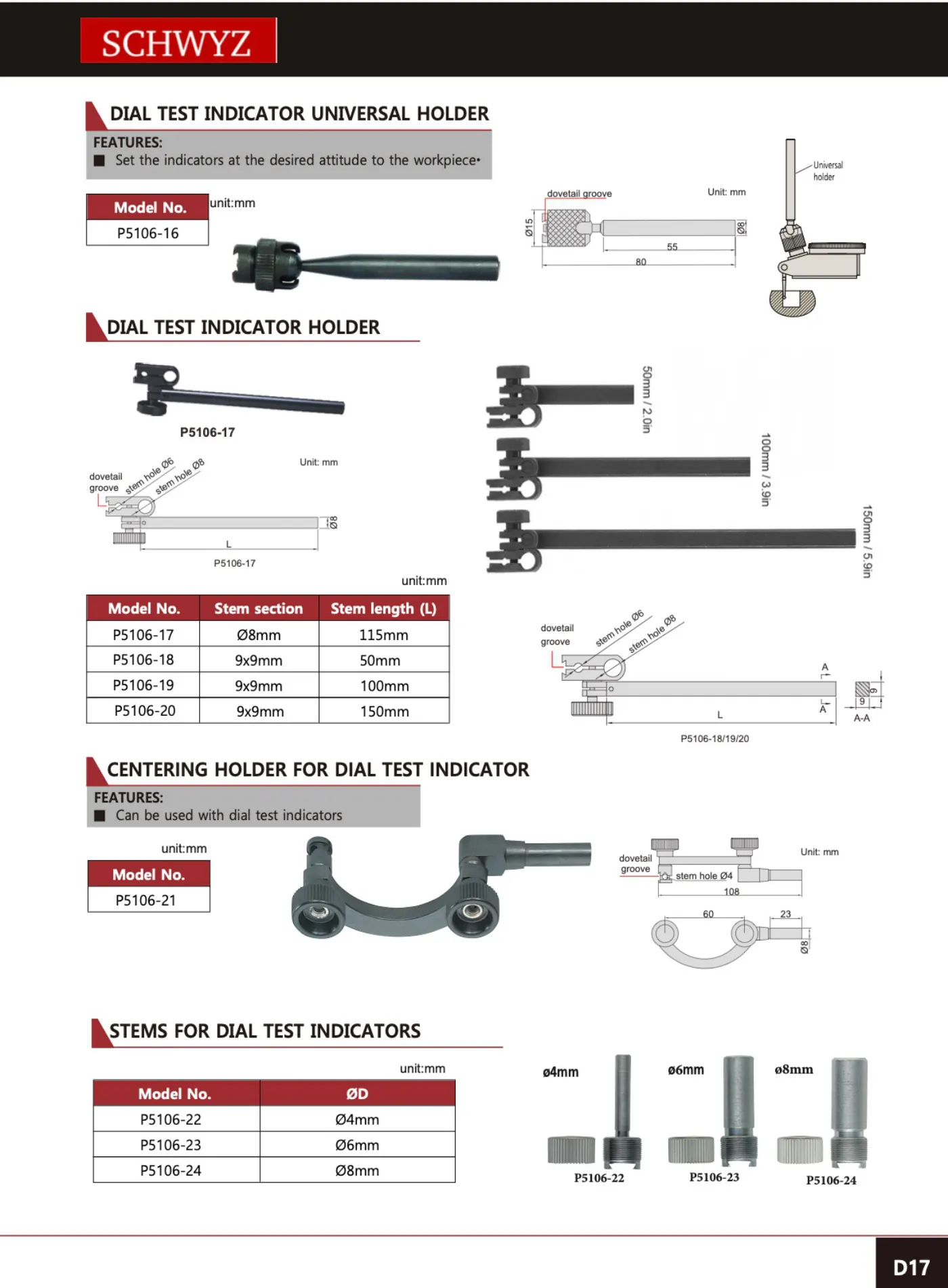 SCHWYZ P5106-16 teknik katalog sayfası