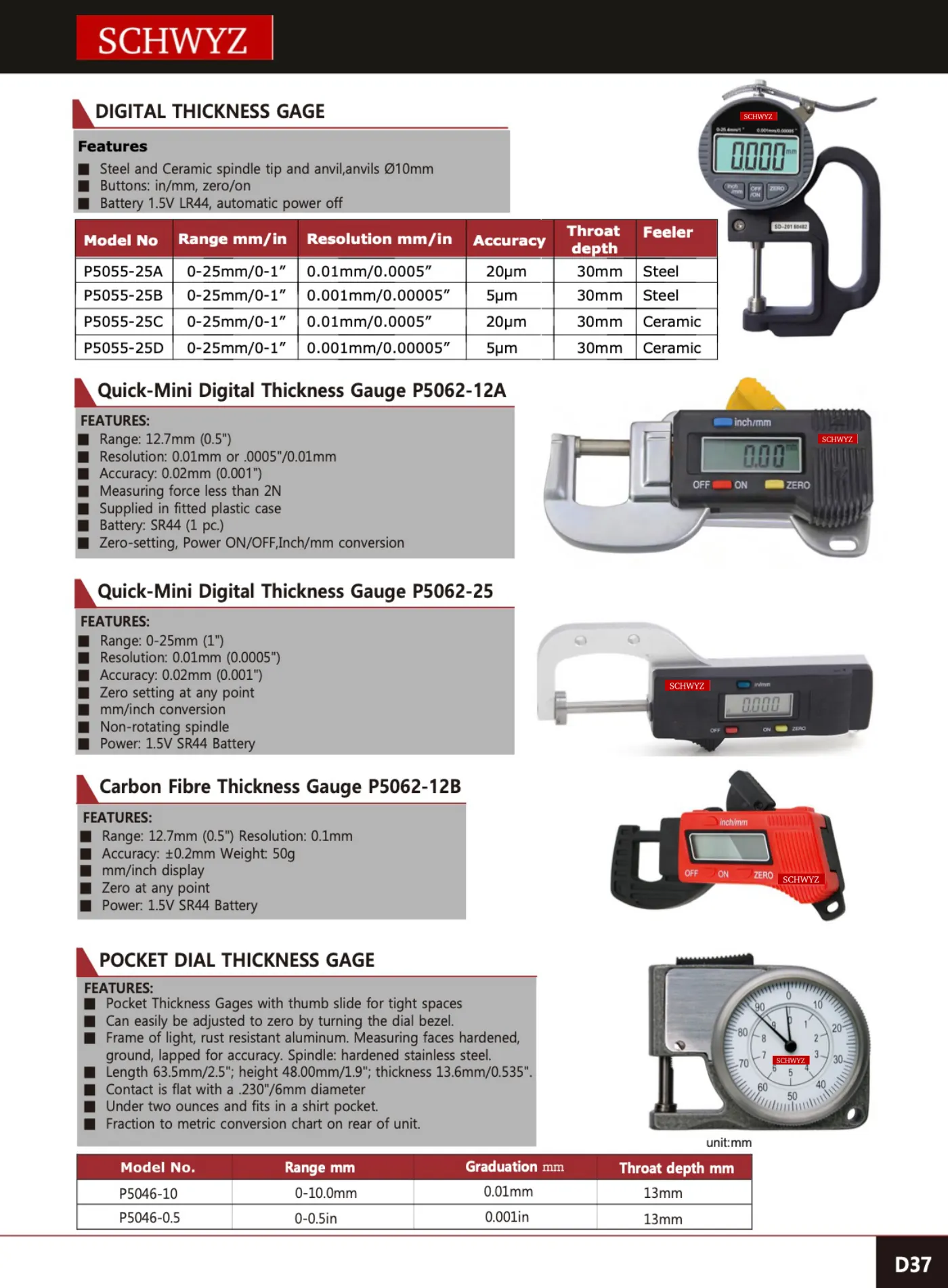 SCHWYZ P5055-25A teknik katalog sayfası