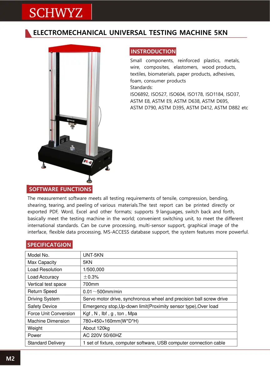 SCHWYZ UNT-5KN katalog teknik sayfası