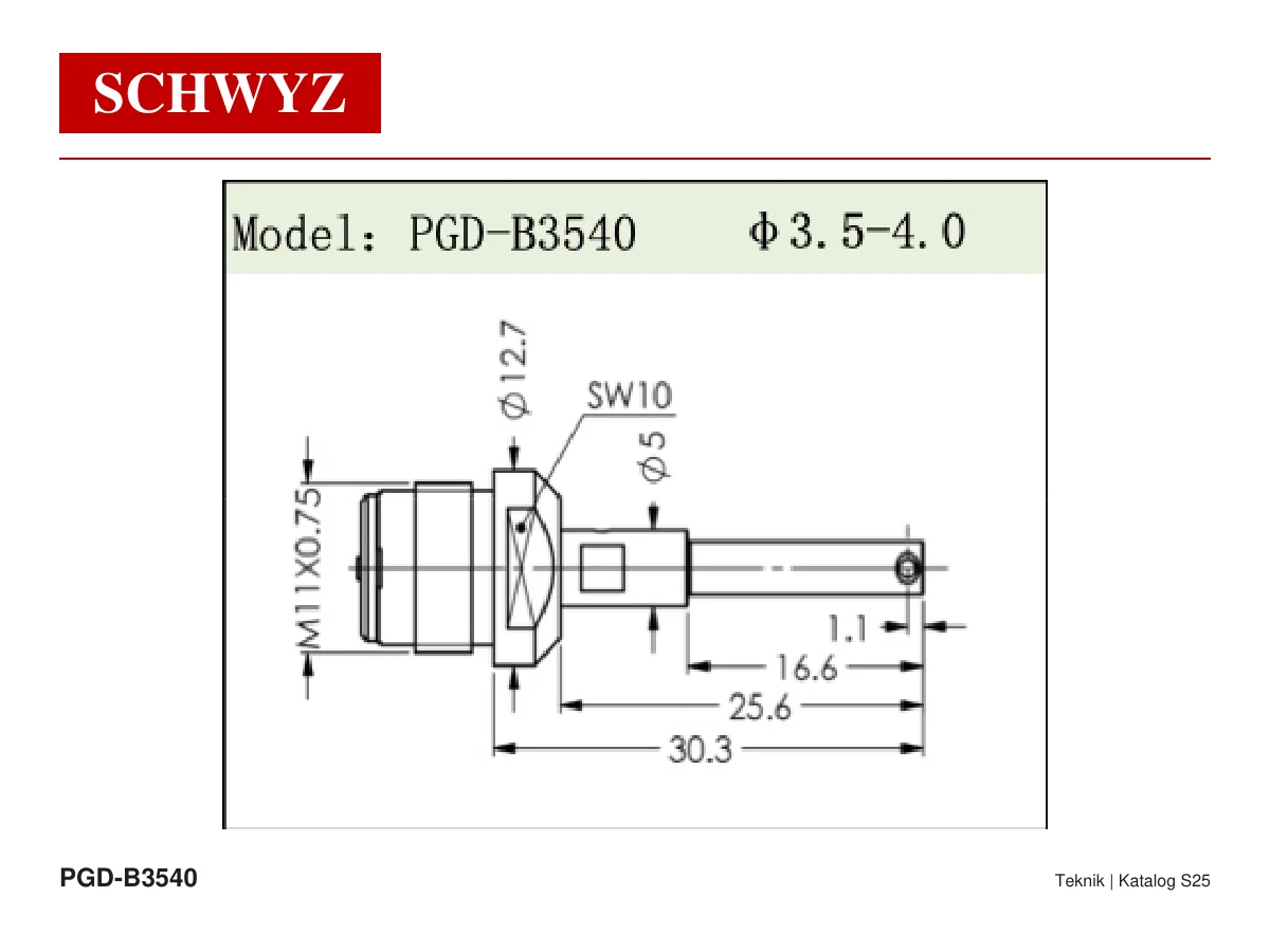 SCHWYZ PGD-B3540 teknik çizim