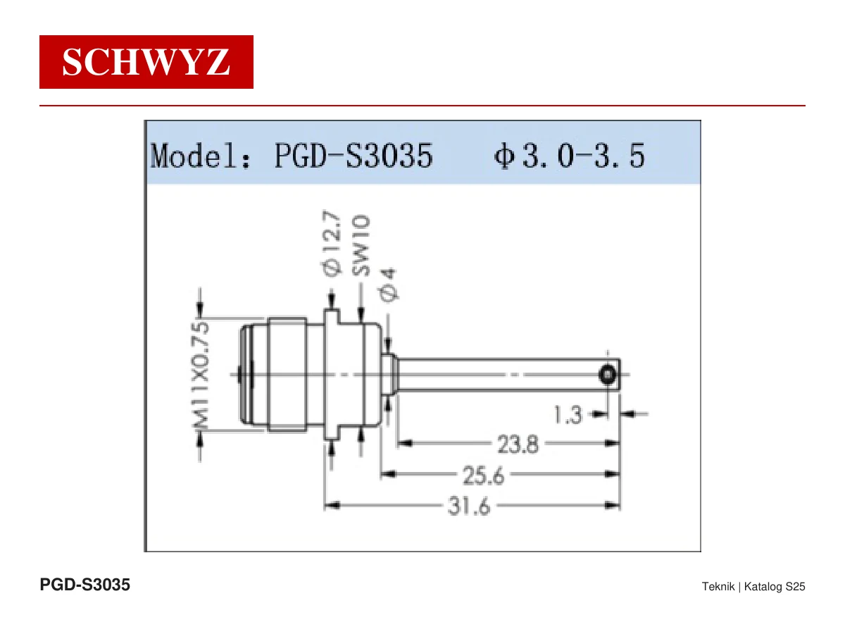 SCHWYZ PGD-S3035 teknik çizim