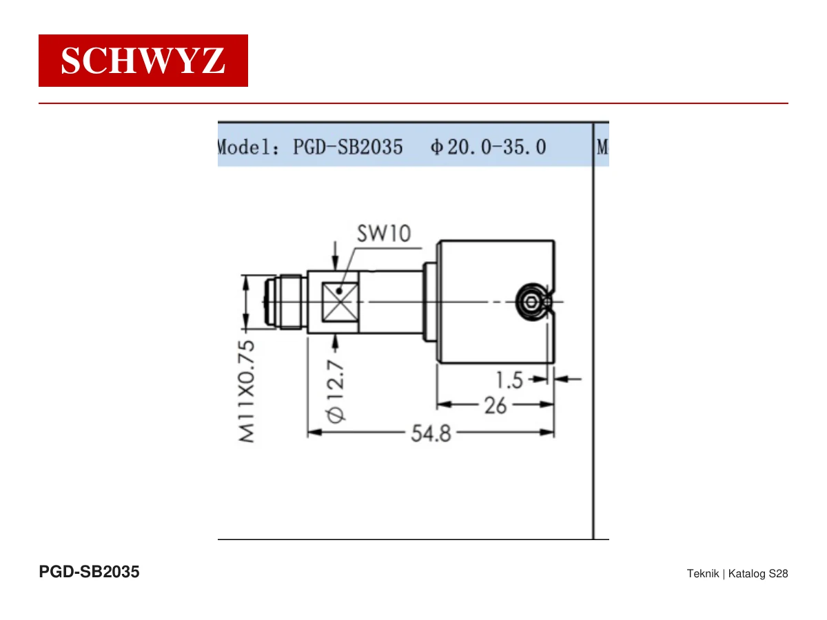 SCHWYZ PGD-SB2035 teknik çizim