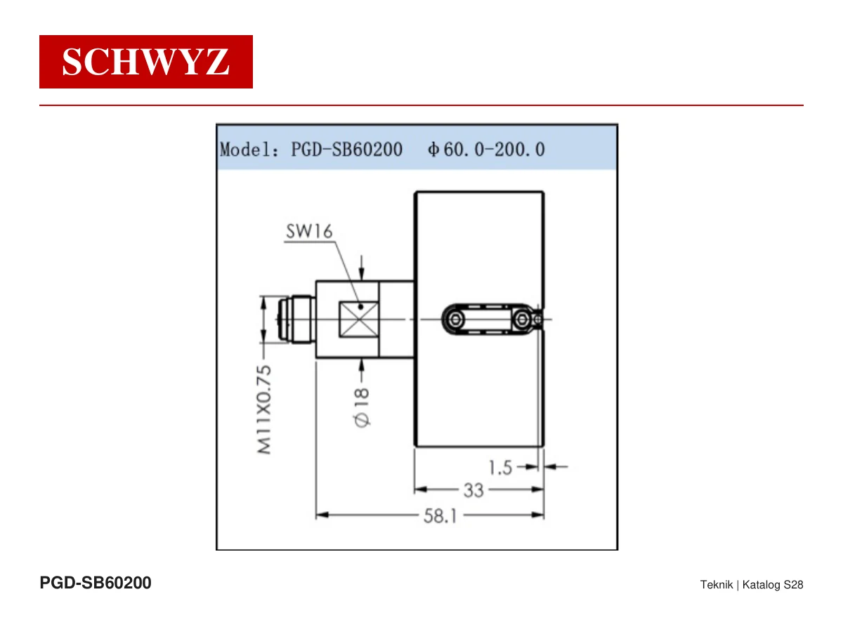 SCHWYZ PGD-SB60200 teknik çizim