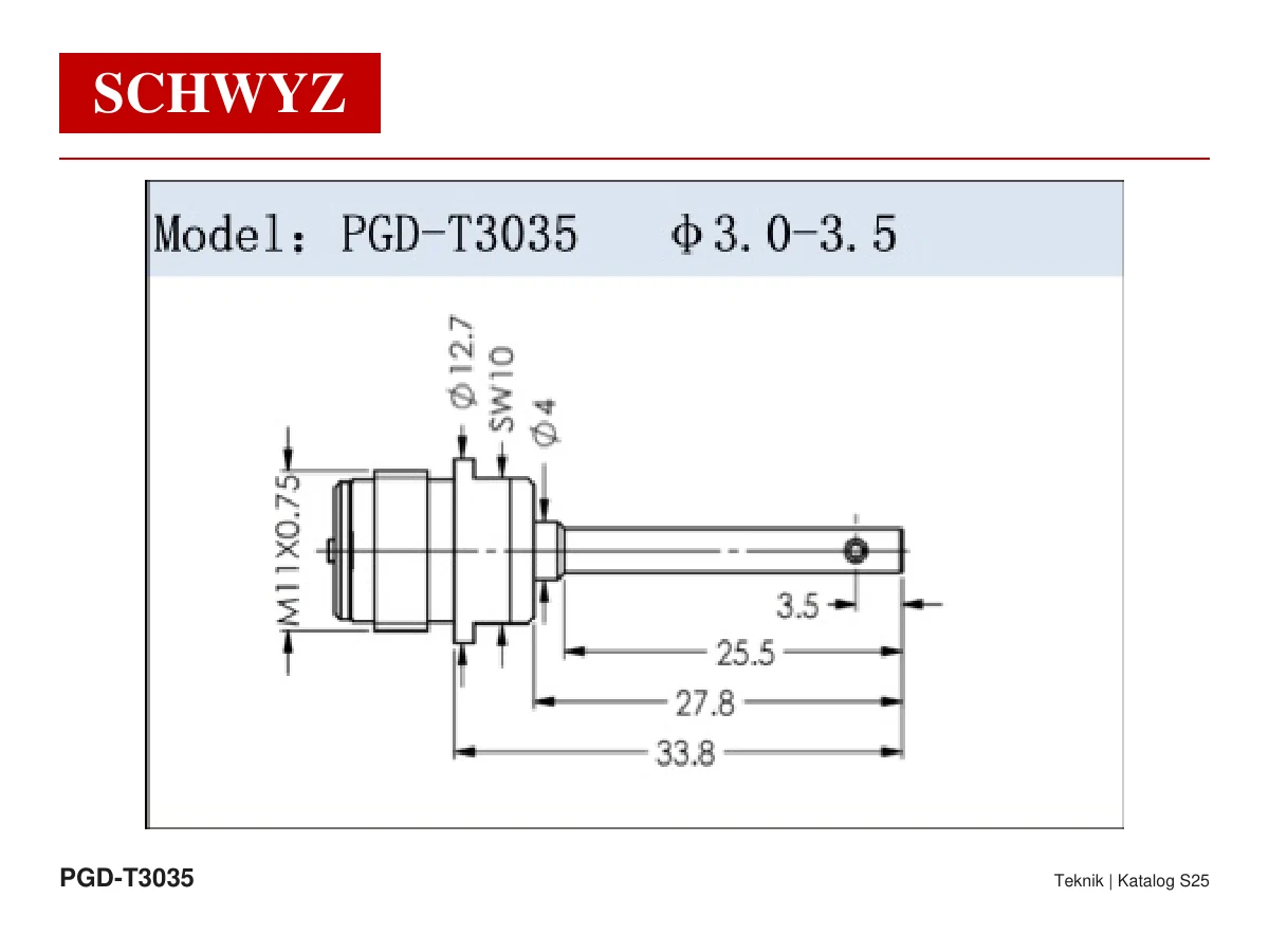 SCHWYZ PGD-T3035 teknik çizim